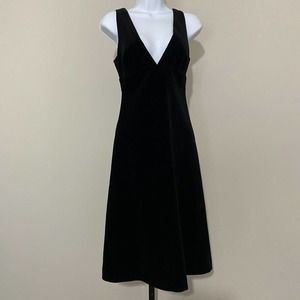 J Crew Velvet Sleeveless Cocktail Party Black Dress Size 4 V-Neck Sheath Dress